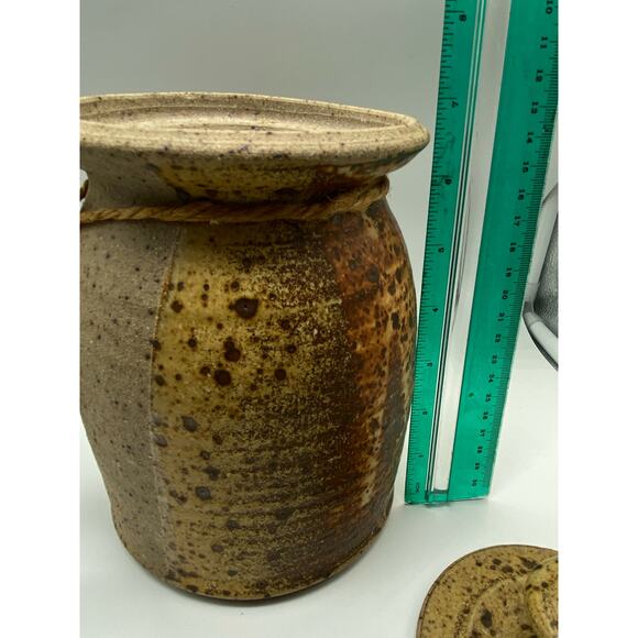 Vintage MCM pottery Stoneware  jar with‎ lid Canister Cookie jar - Picture 6 of 8